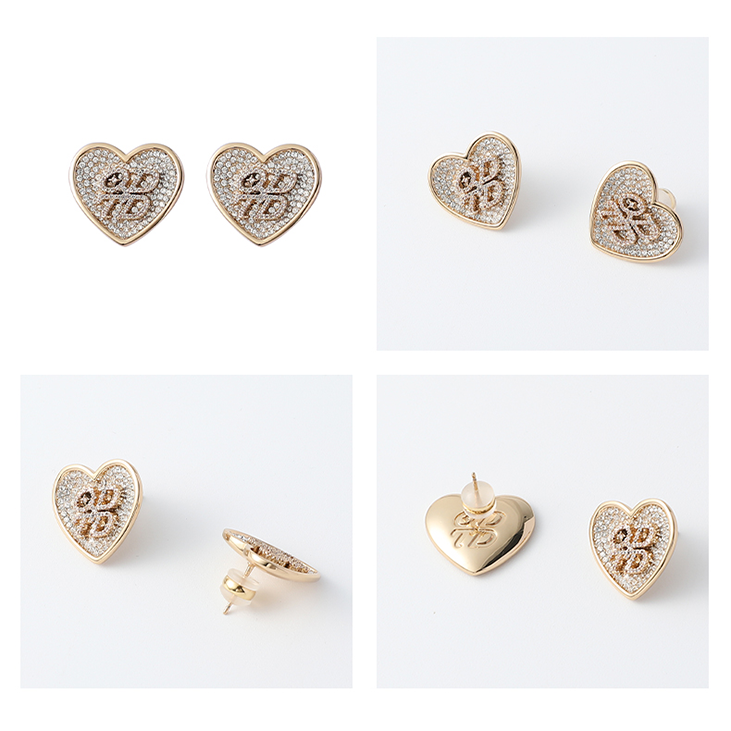 ODTD Copper-Plated White Gold Heart Logo Earrings
