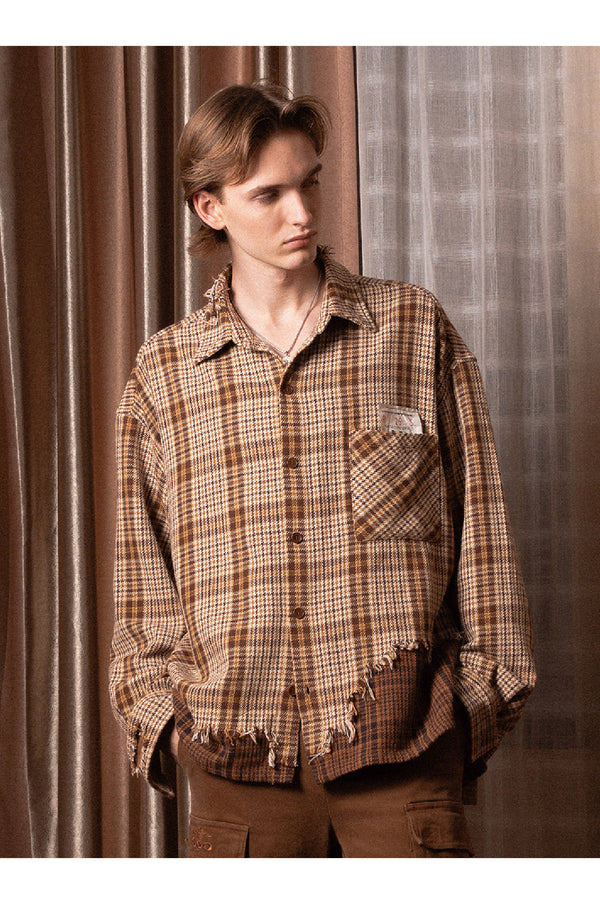 SOD Wide Layered Houndstooth Shirt