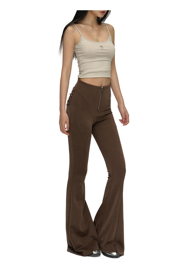 Pleated Flared Casual Pants