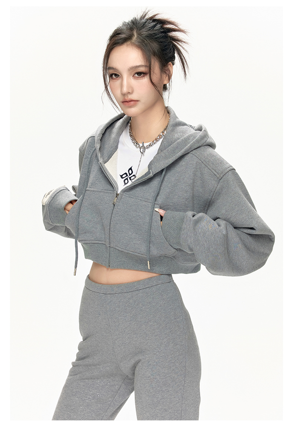 Loose-Fit Hooded Long Sleeve Glitter Sweatshirt