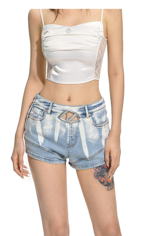 Gradient Tie-Dye Slim-Fit Denim Shorts