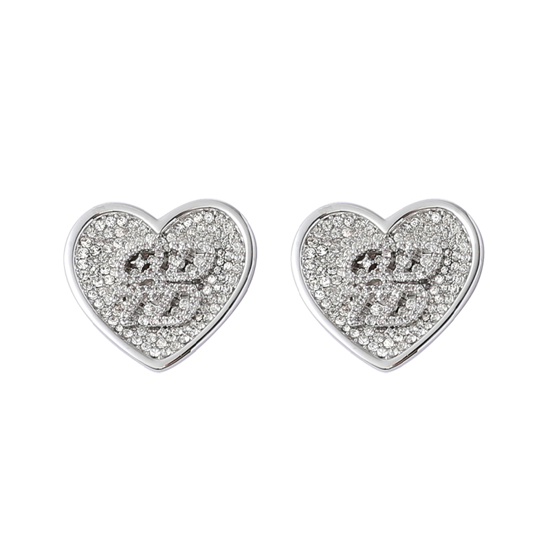 ODTD Copper-Plated White Gold Heart Logo Earrings