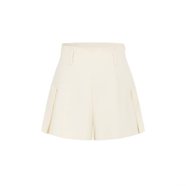 ODTD Wool Wide Pleated A-Line High-Waisted Shorts