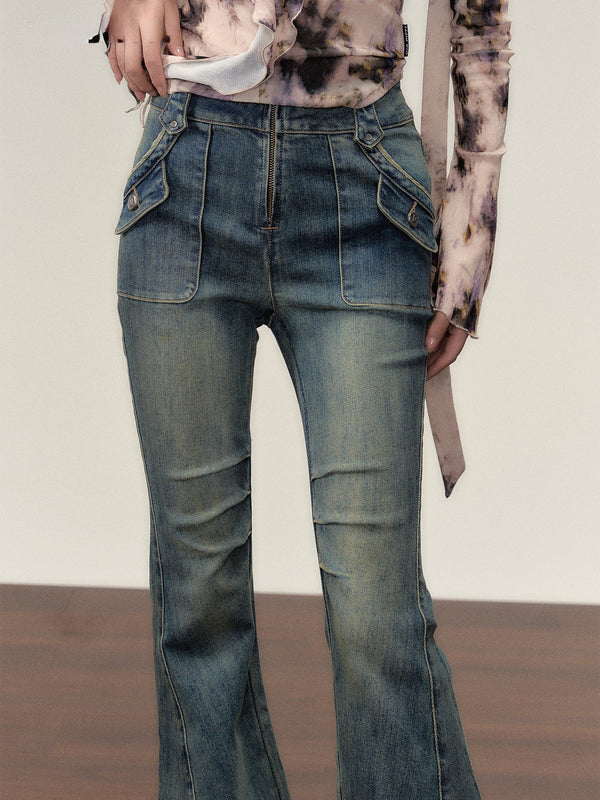 Vintage Blue Denim Straight-Leg Jeans