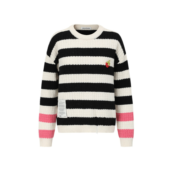 Black And White Strawberry Stripe Sweater