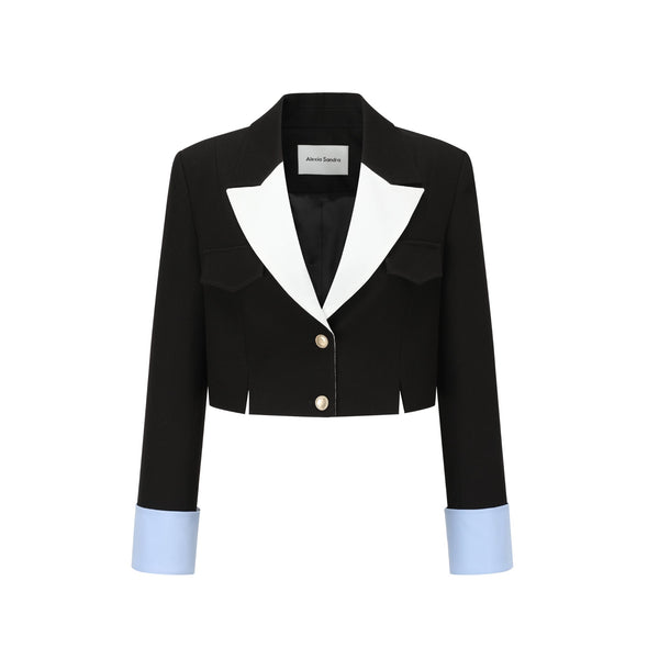 Black Golden Button Cropped Blazer