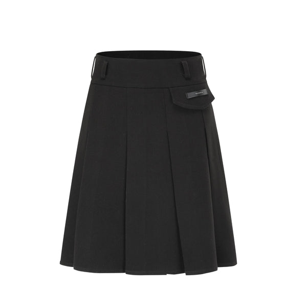 Black Pleated Medium Skirt