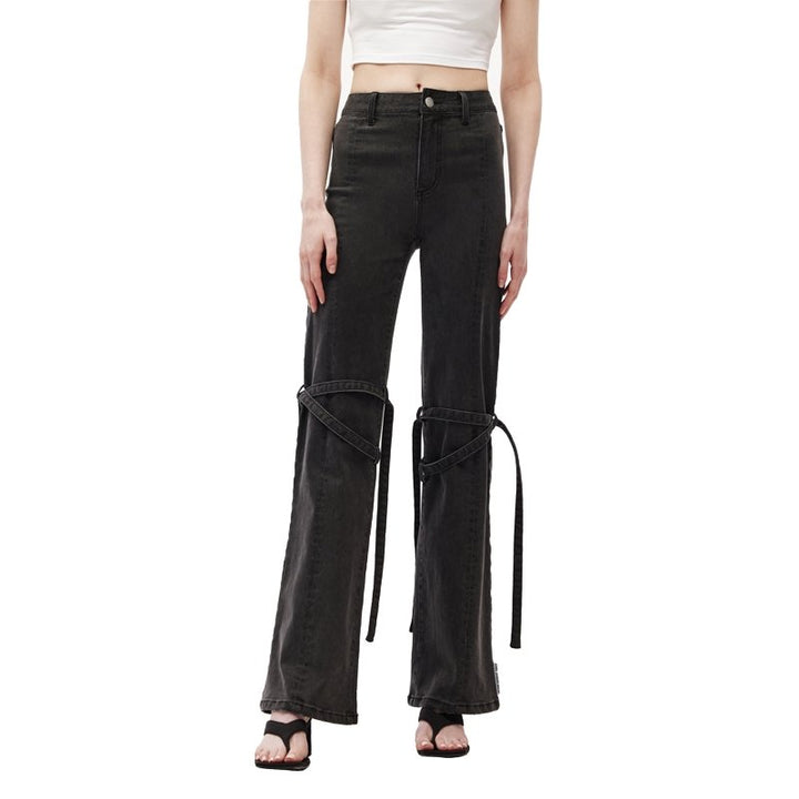 Black Strap-On Jeans - ANN ANDELMAN