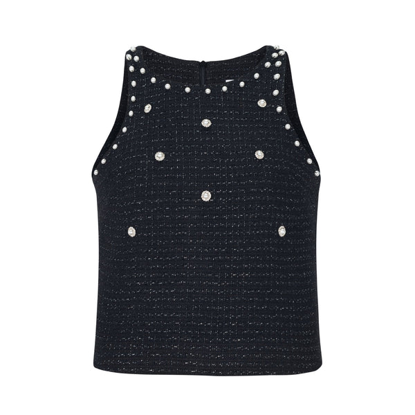 Black Tweed Pearl Vest