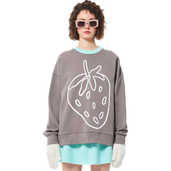 Grey Figured Strawberry Sweatshirt