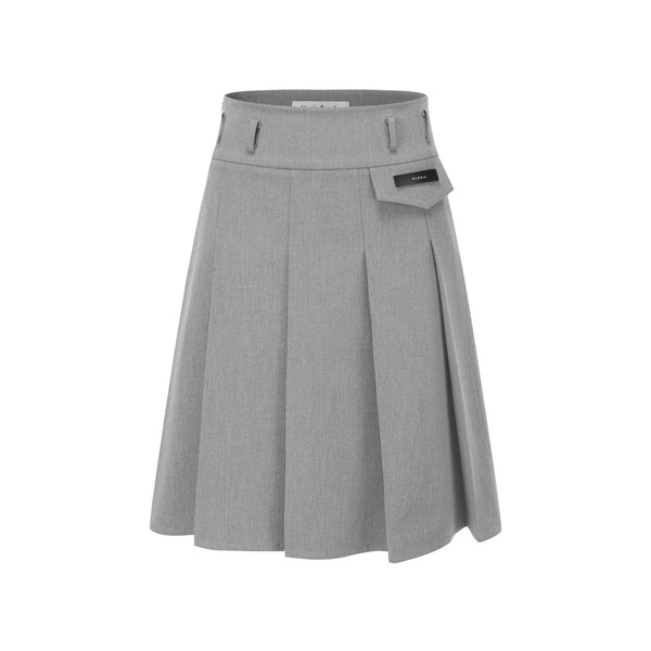 Grey Pleated Medium Skirt