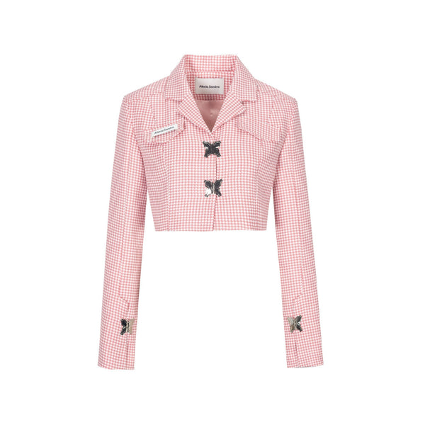 Pink Butterfly Button Blazer