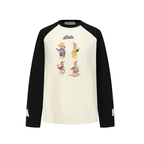 White And Black Bunnies Raglan T-Shirt