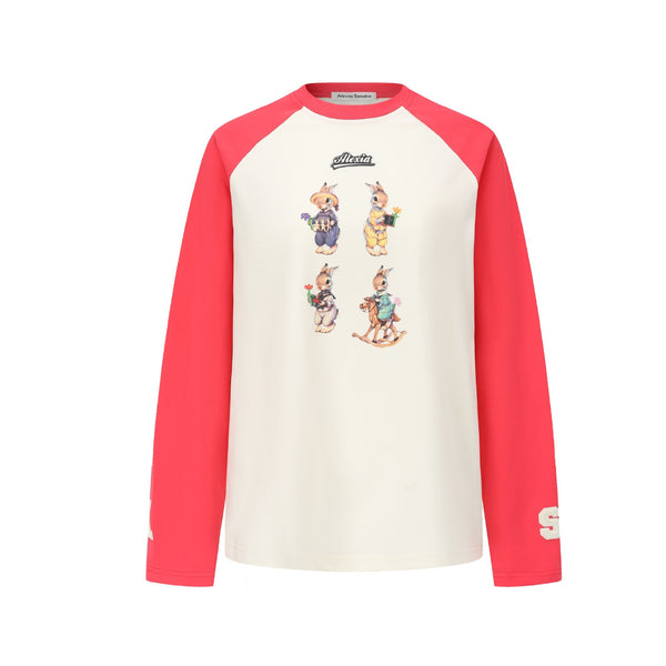 White And Red Bunnies Raglan T-Shirt