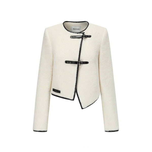 White Asymmetrical Lambswool Jacket