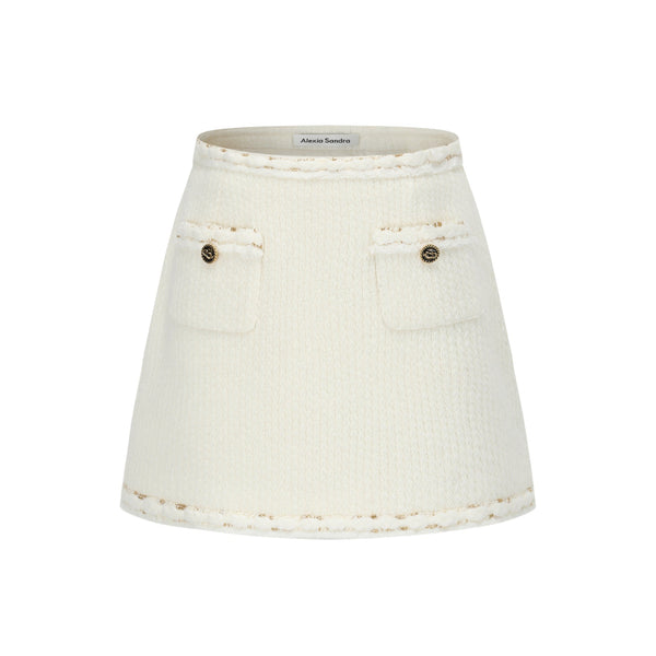 White Knitted Metallic Thread Skirt